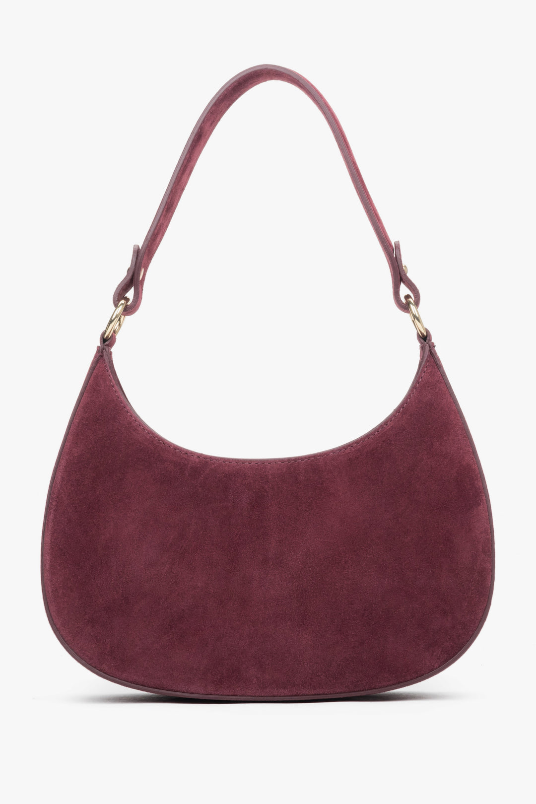 Women's Burgundy Shoulder Bag made of Premium Genuine Italian Velour Estro ER00118163.