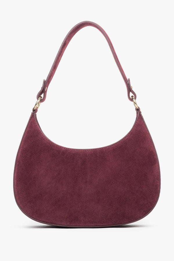 Women's Burgundy Shoulder Bag made of Premium Genuine Italian Velour Estro ER00118163.