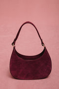 Women's Burgundy Shoulder Bag made of Premium Genuine Italian Velour Estro ER00118163.