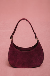 Women's Burgundy Shoulder Bag made of Premium Genuine Italian Velour Estro ER00118163.