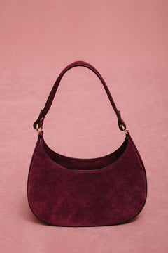 Women's Burgundy Shoulder Bag made of Premium Genuine Italian Velour Estro ER00118163.