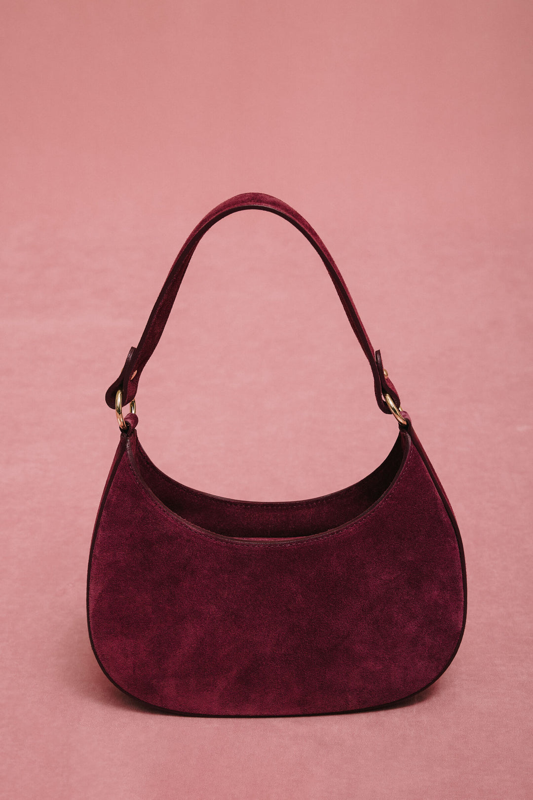 Women's Burgundy Shoulder Bag made of Premium Genuine Italian Velour Estro ER00118163.
