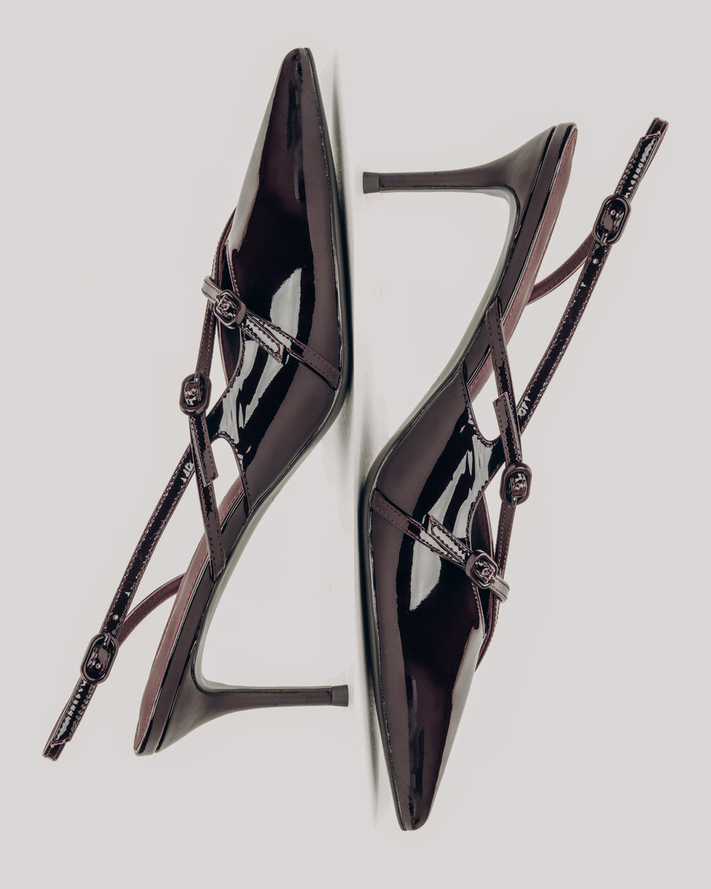 Women's Burgundy Slingback Pumps made of Patent Genuine Leather Estro ER00119042.