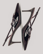 Women's Burgundy Slingback Pumps made of Patent Genuine Leather Estro ER00119042.
