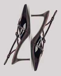 Women's Burgundy Slingback Pumps made of Patent Genuine Leather Estro ER00119042.
