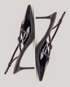 Women's Burgundy Slingback Pumps made of Patent Genuine Leather Estro ER00119042.