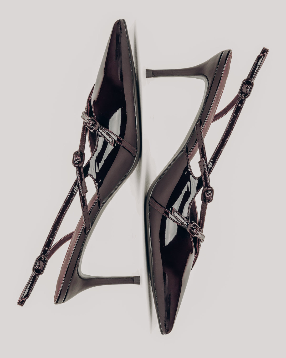 Women's Burgundy Slingback Pumps made of Patent Genuine Leather Estro ER00119042.