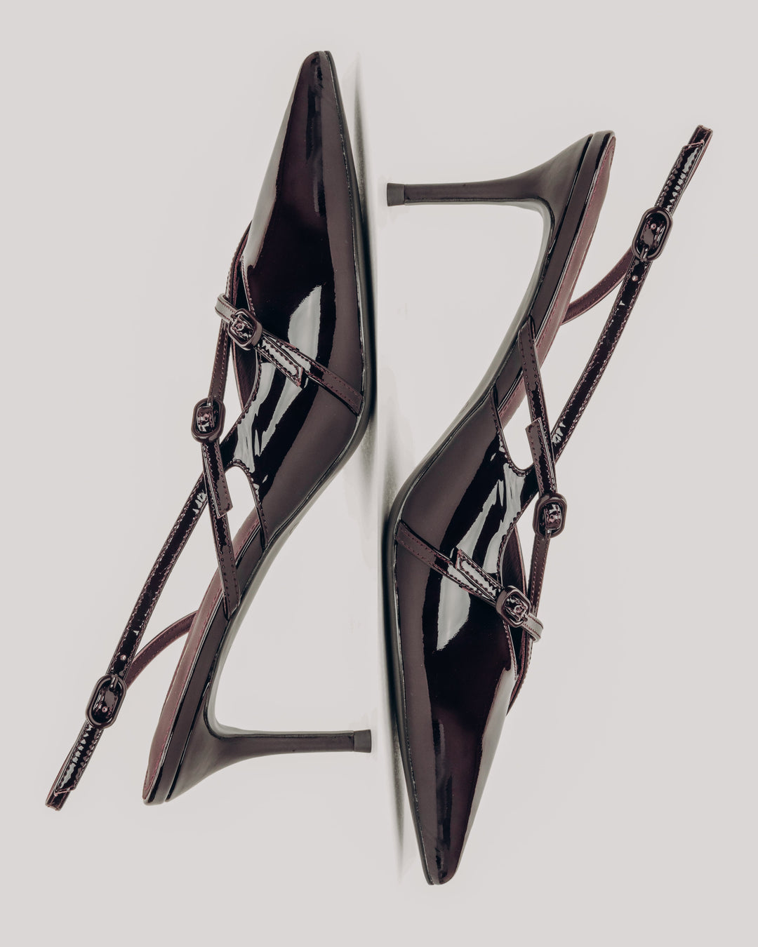 Women's Burgundy Slingback Pumps made of Patent Genuine Leather Estro ER00119042.