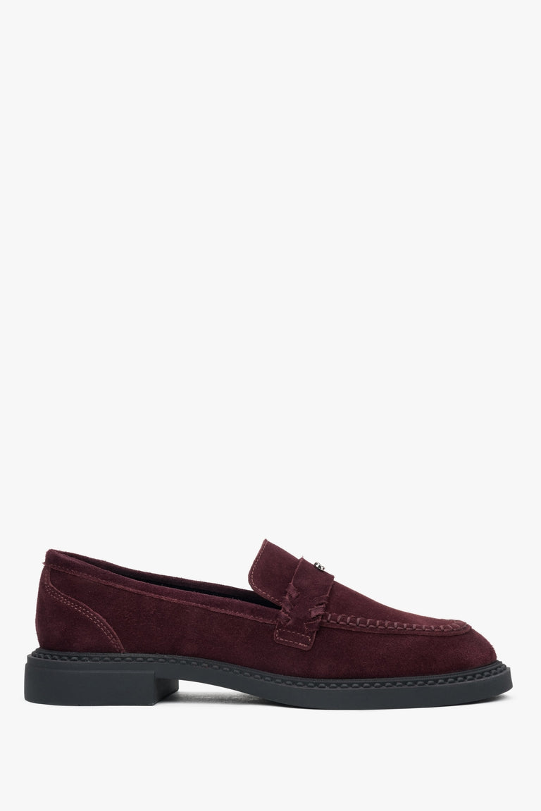 Classic Burgundy Velour Penny Loafers