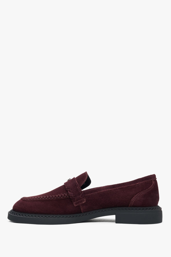 Women's Estro Burgundy Velour Penny Loafers.