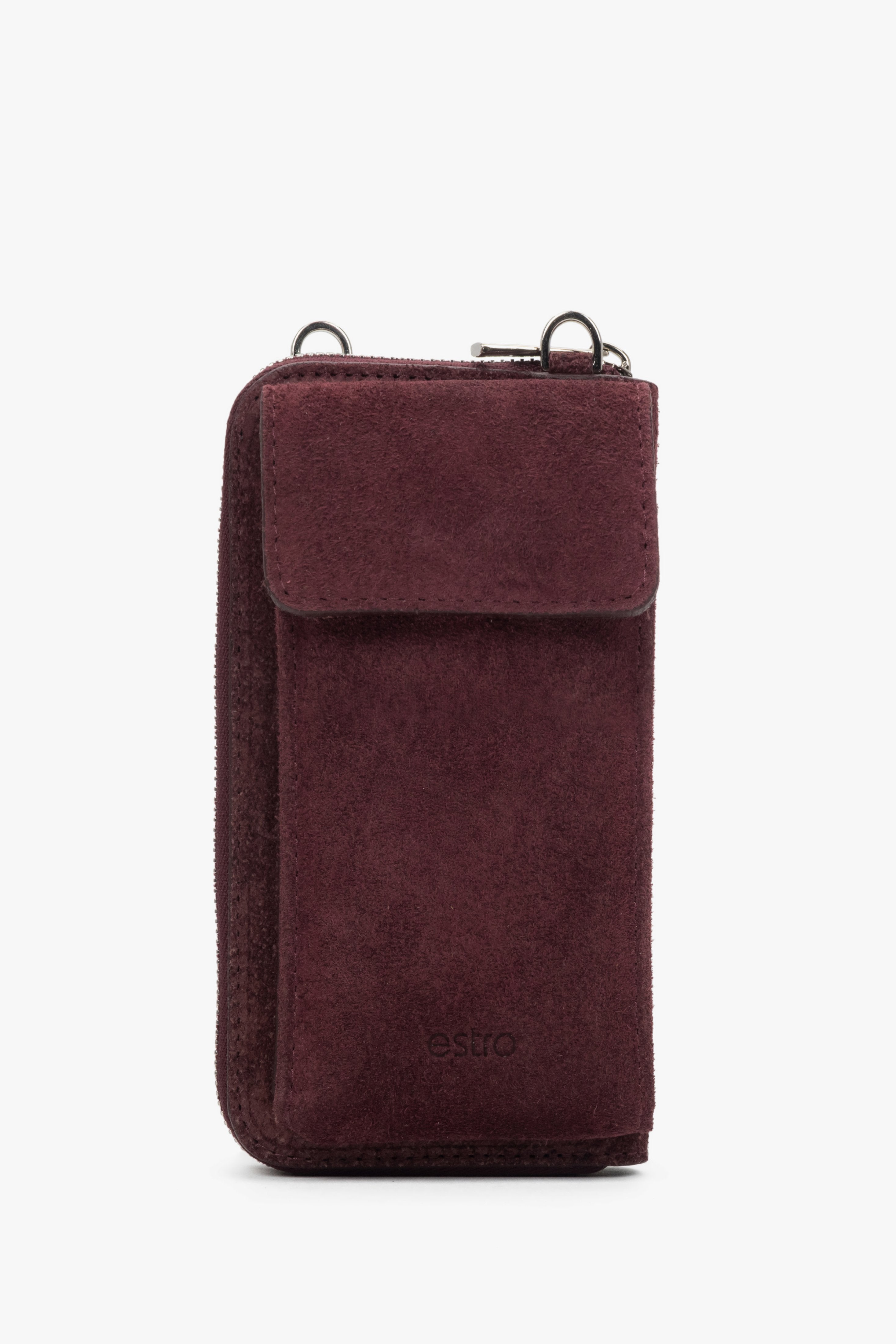 Women’s Burgundy Pouch made of Premium Italian Genuine Velour Estro ER00118641.