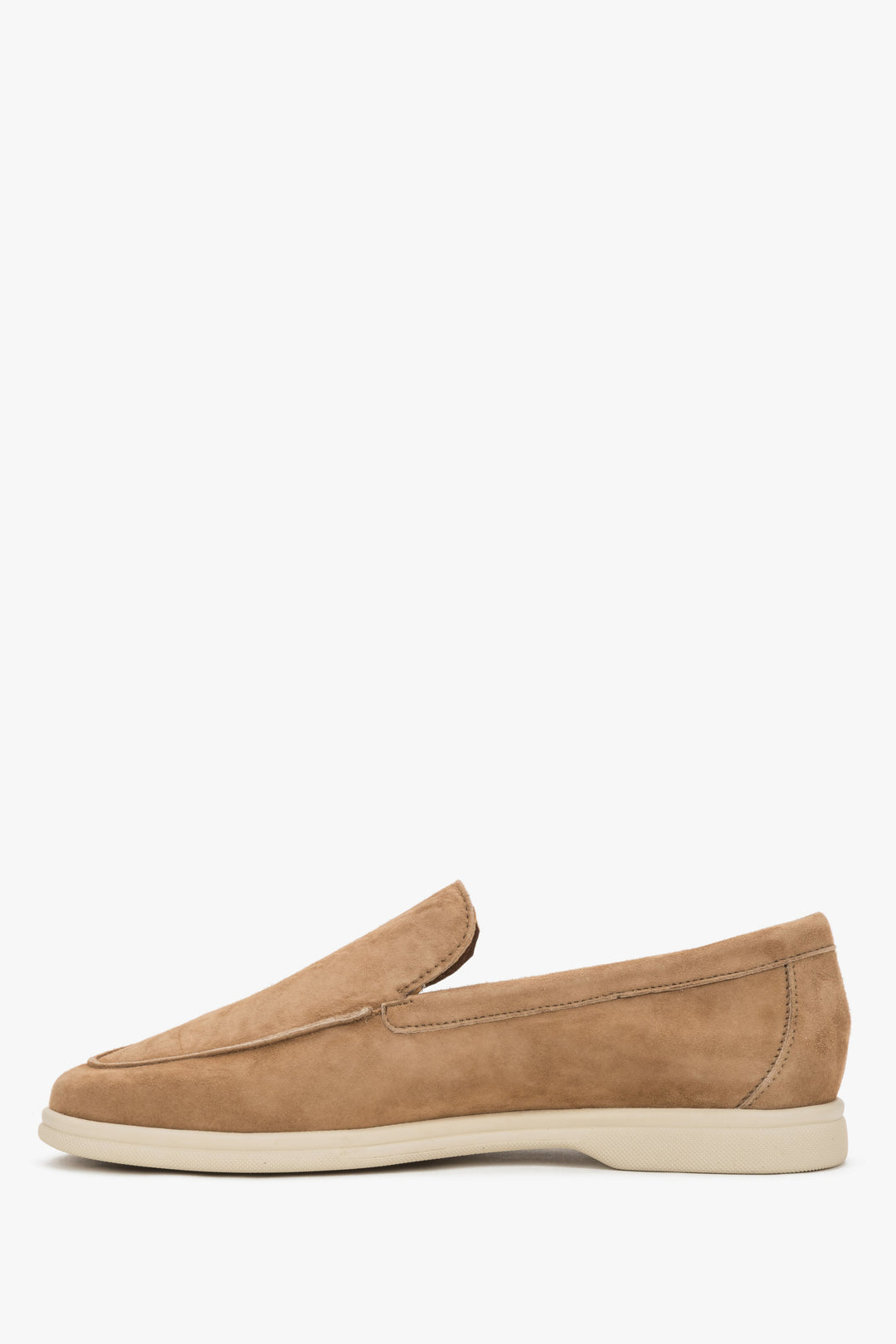 Caramel women's velour loafers by Frau – a side profile view showcasing the characteristic, slightly raised tongue.