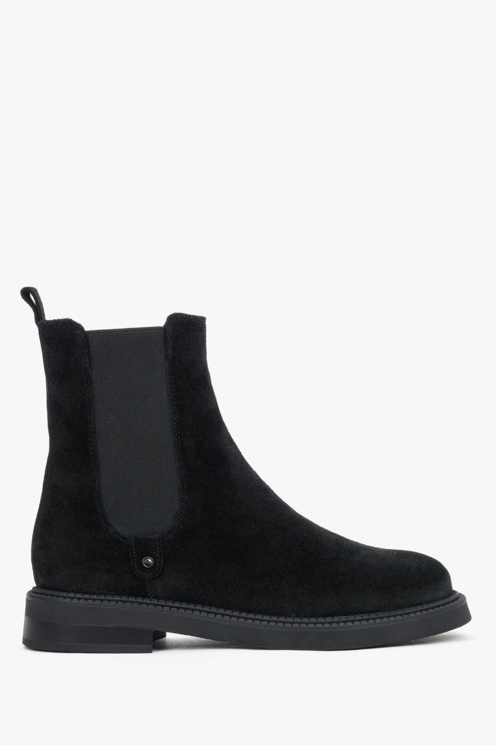 Women's Black Chelsea Boots in Premium Italian Genuine Velour Estro ER00120356.