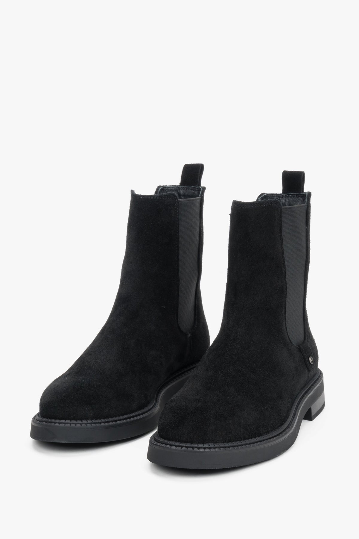 Women's Chelsea boots in rich dark brown, featuring a soft Italian velour texture and classic elastic side panels.