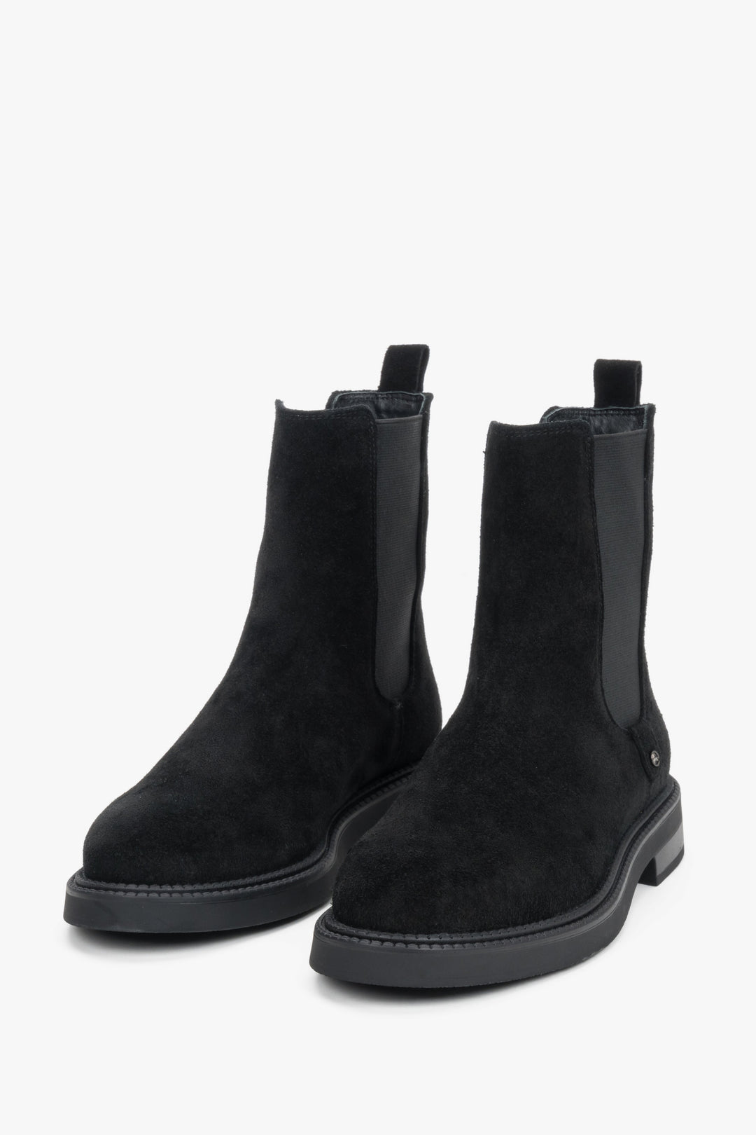 Women's Chelsea boots in rich dark brown, featuring a soft Italian velour texture and classic elastic side panels.
