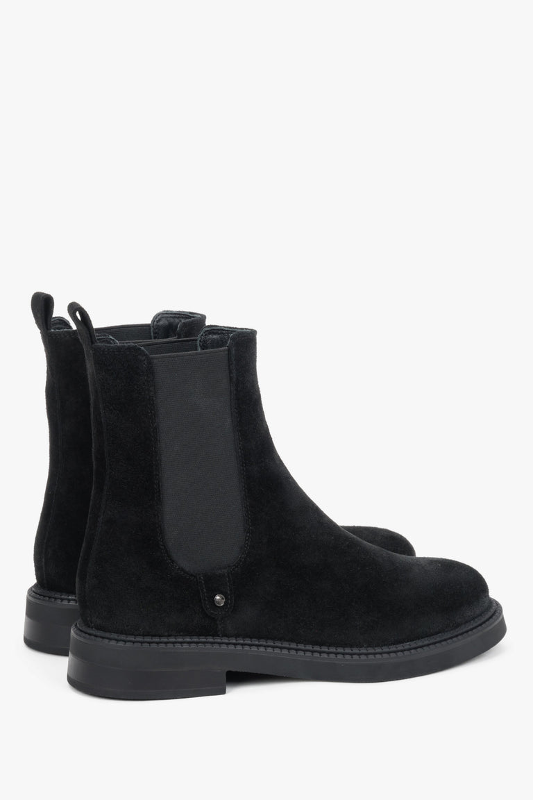 Side view of women's dark brown Chelsea boots, showcasing the refined finish of premium Italian velour.