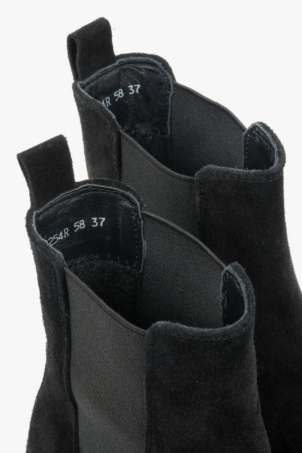 Women's Chelsea boots in rich dark brown, featuring a soft Italian velour texture and classic elastic side panels.