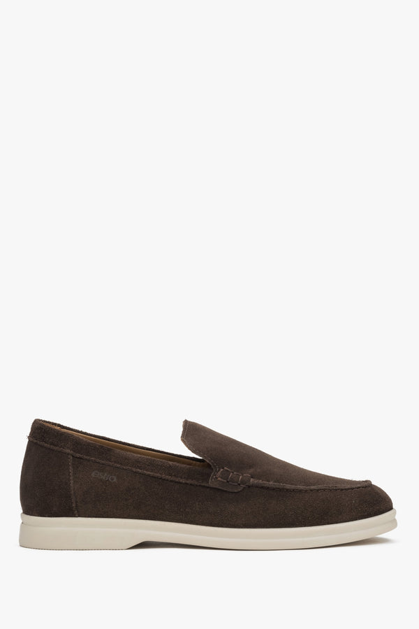Women’s Chocolate Loafers made of Premium Italian Velour Estro ER00117125.