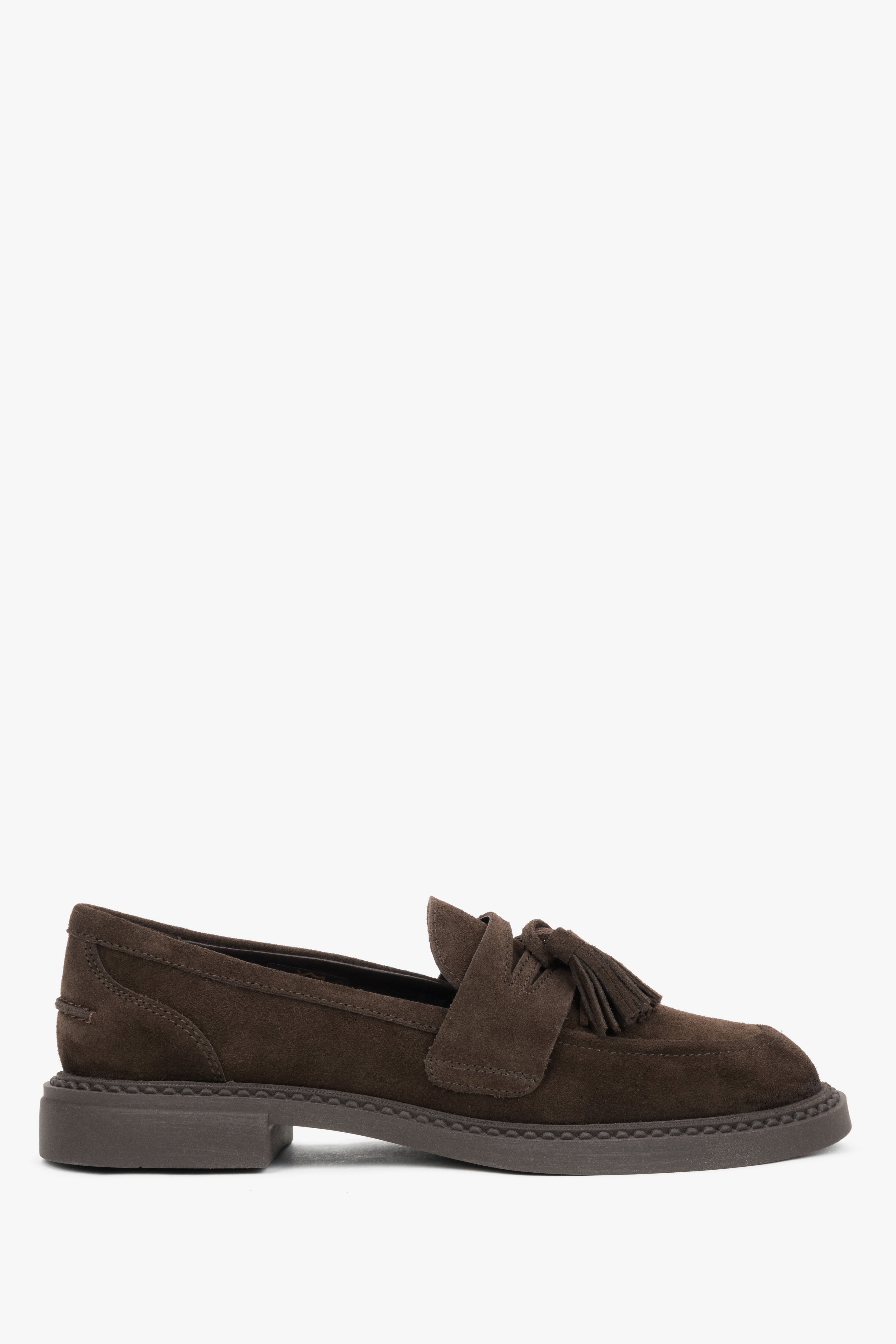 Women’s Chocolate Loafers with Tassel made of Premium Italian Velour Estro ER00119923.