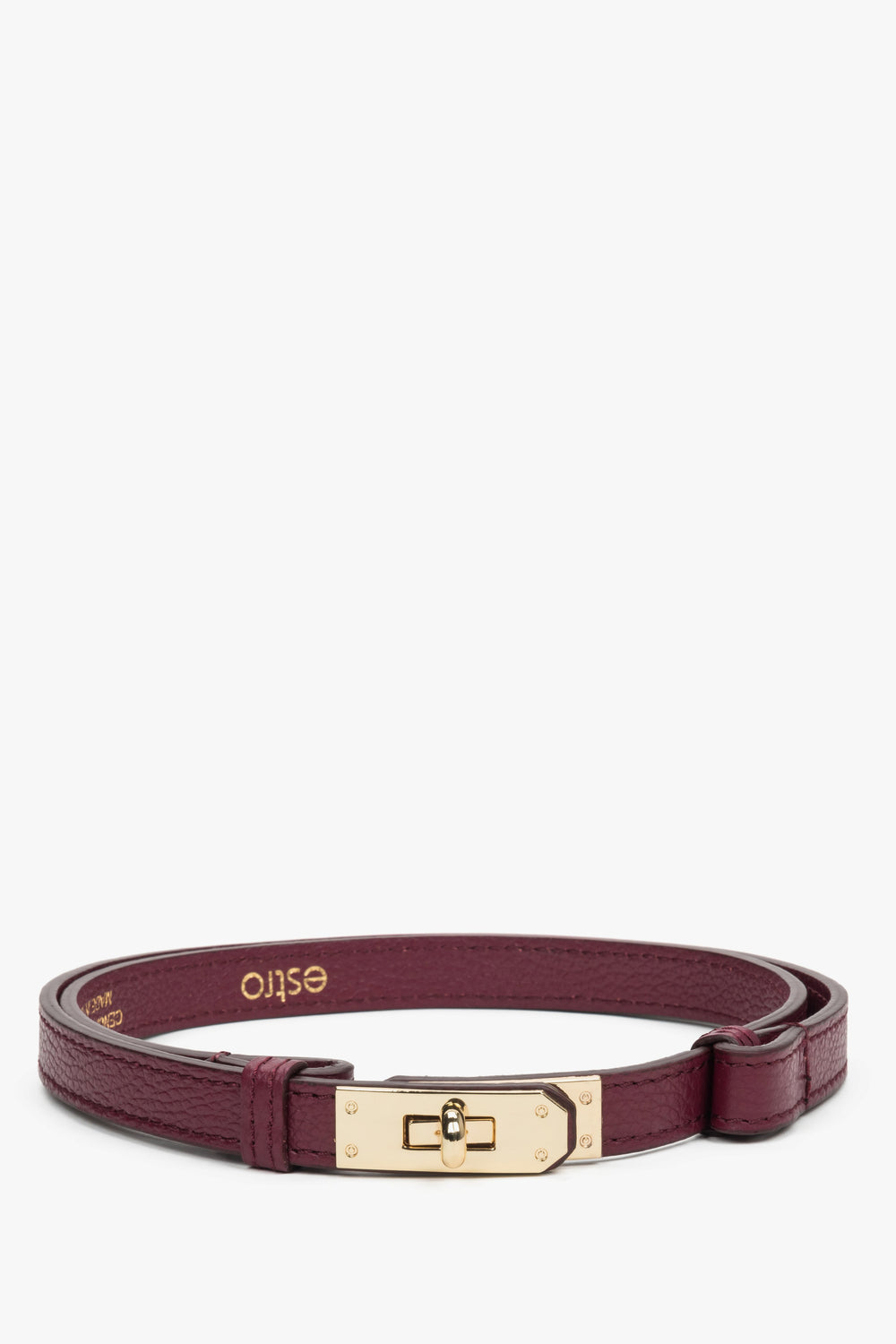 Women’s Classic Belt made of Premium Italian Genuine Leather in Burgundy Colour Estro ER00119840.