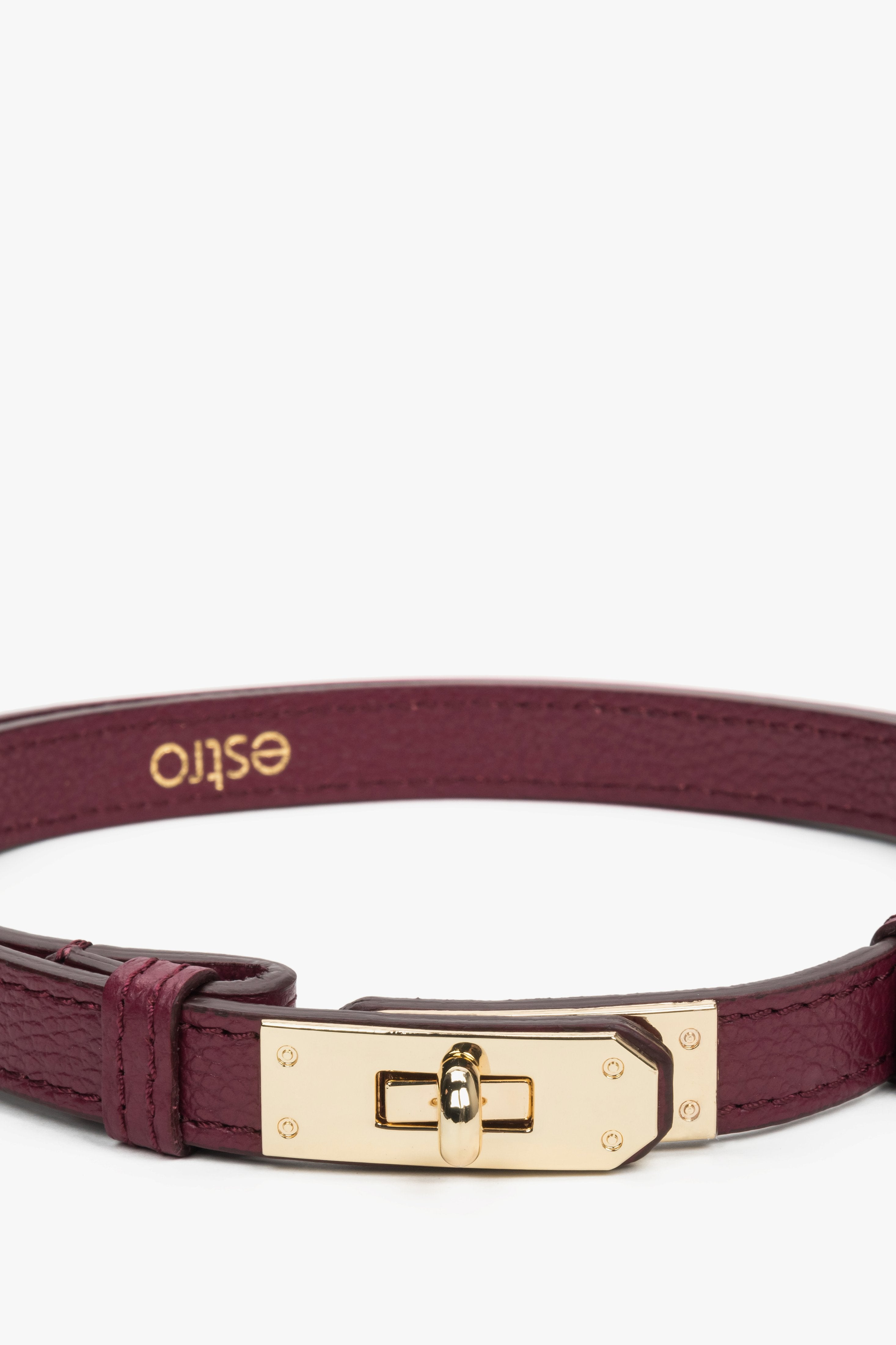 Women’s classic burgundy belt made of premium Italian genuine leather, Estro.