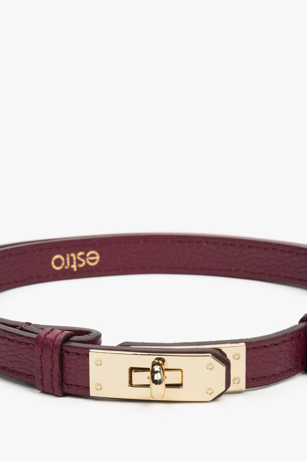 Women’s classic burgundy belt made of premium Italian genuine leather, Estro.