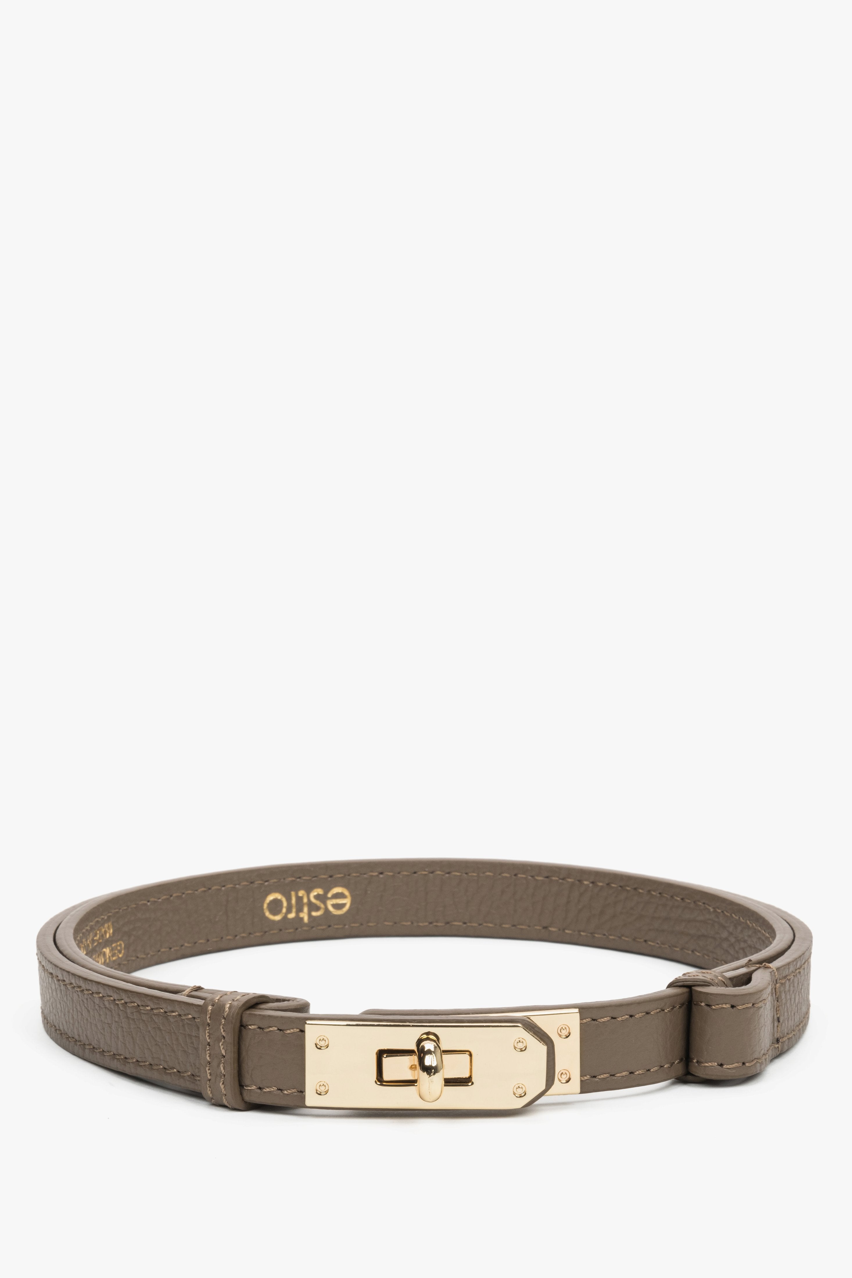Women’s Classic Belt Made of Premium Italian Genuine Leather in Taupe Colour Estro ER00119841.