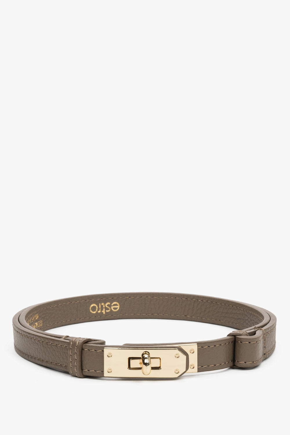 Women’s Classic Belt Made of Premium Italian Genuine Leather in Taupe Colour Estro ER00119841.