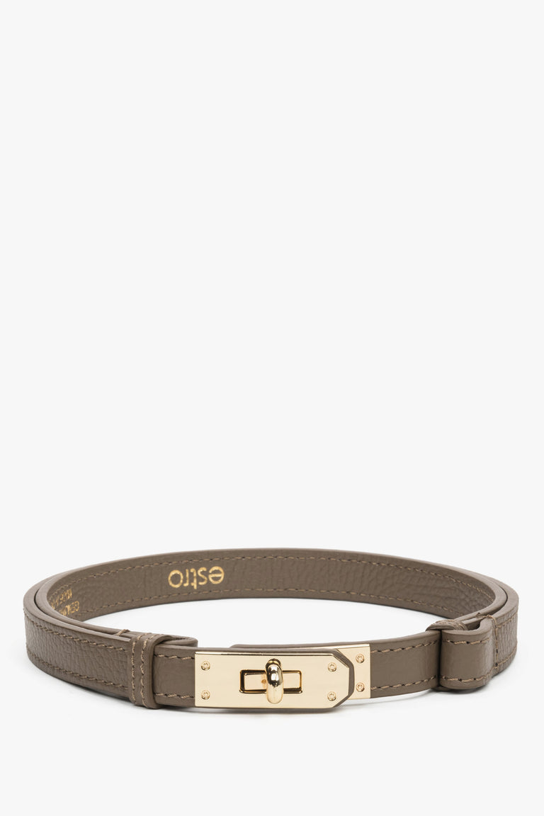 Women’s Classic Belt Made of Premium Italian Genuine Leather in Taupe Colour Estro ER00119841.