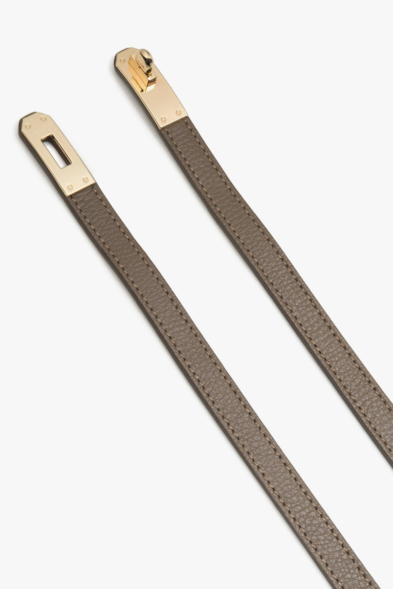Women’s classic taupe belt in premium Italian genuine leather by Estro.