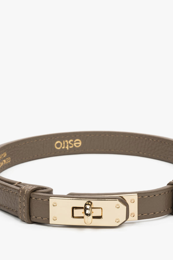 Women’s classic taupe belt made from premium Italian genuine leather, Estro.