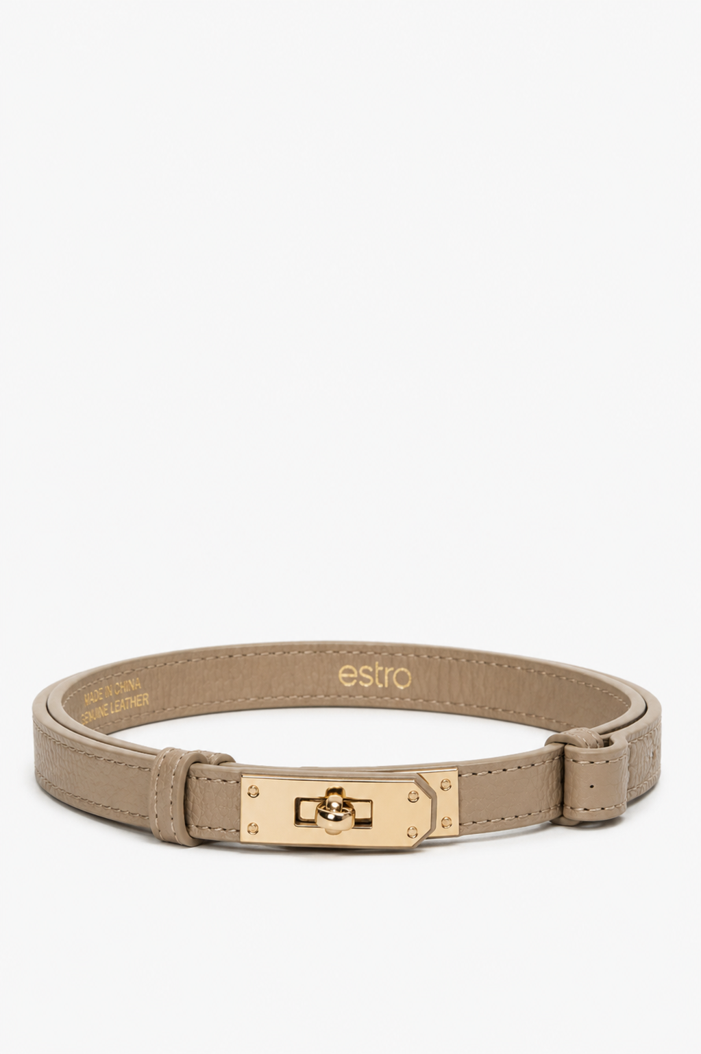 Women’s Classic Belt made of Premium Italian Genuine Leather in Beige Colour Estro ER00119839.