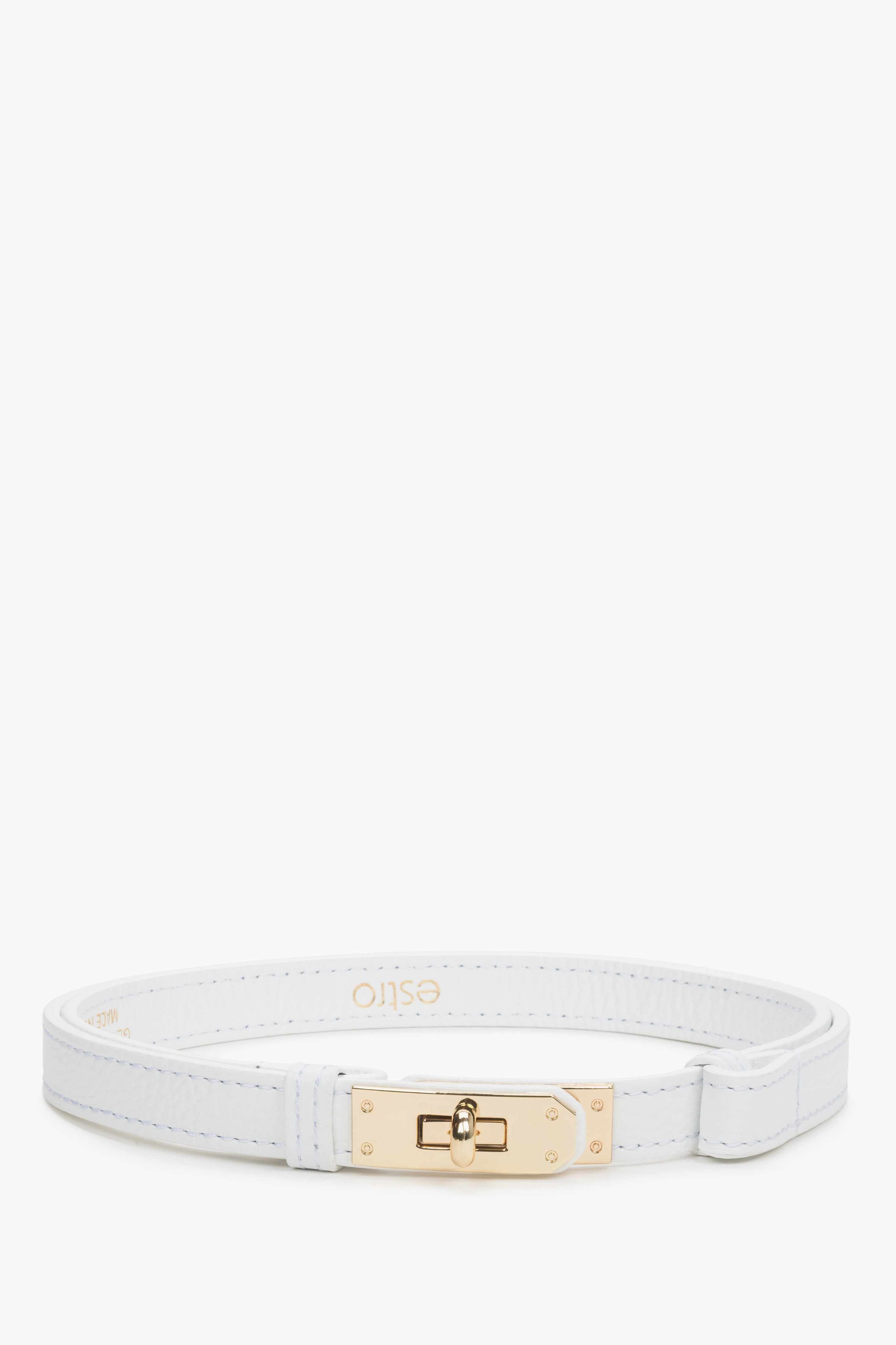 Women’s Classic Belt made of Premium Italian Genuine Leather in White Colour Estro ER00119838.