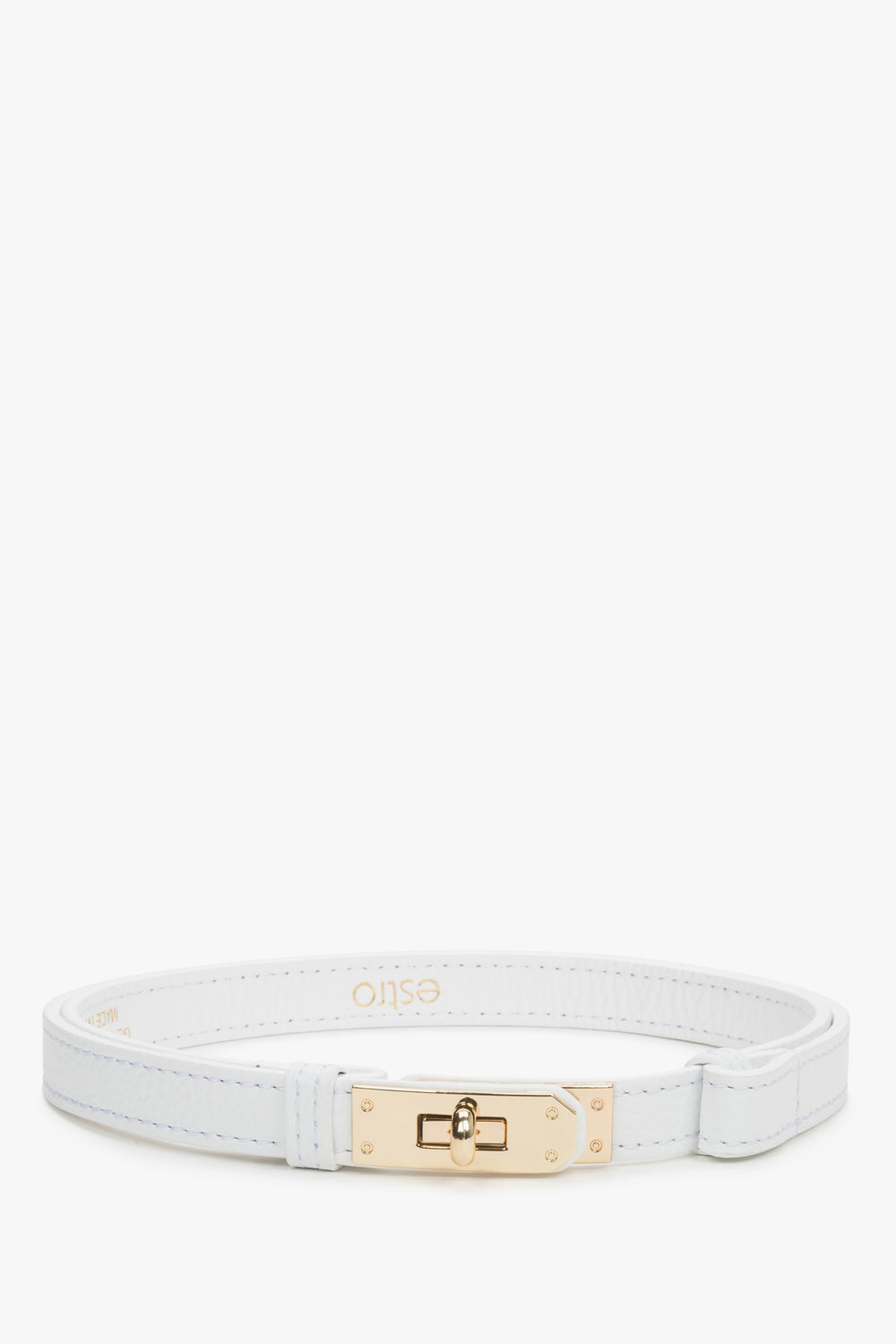 Women’s Classic Belt made of Premium Italian Genuine Leather in White Colour Estro ER00119838.