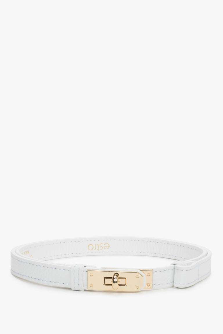 Women’s Classic Belt made of Premium Italian Genuine Leather in White Colour Estro ER00119838.