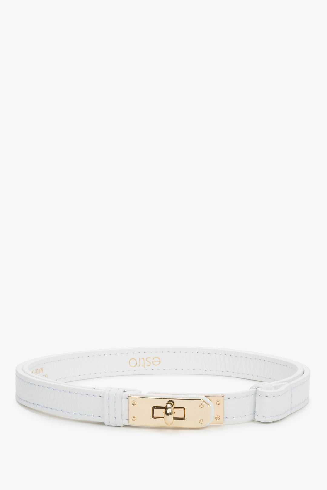Women’s Classic Belt made of Premium Italian Genuine Leather in White Colour Estro ER00119838.