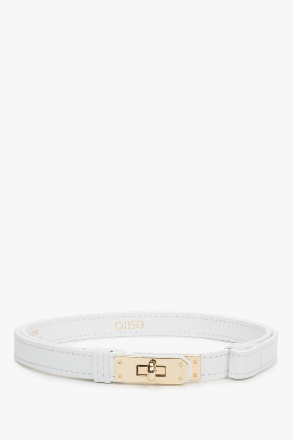 Women’s Classic Belt made of Premium Italian Genuine Leather in White Colour Estro ER00119838.