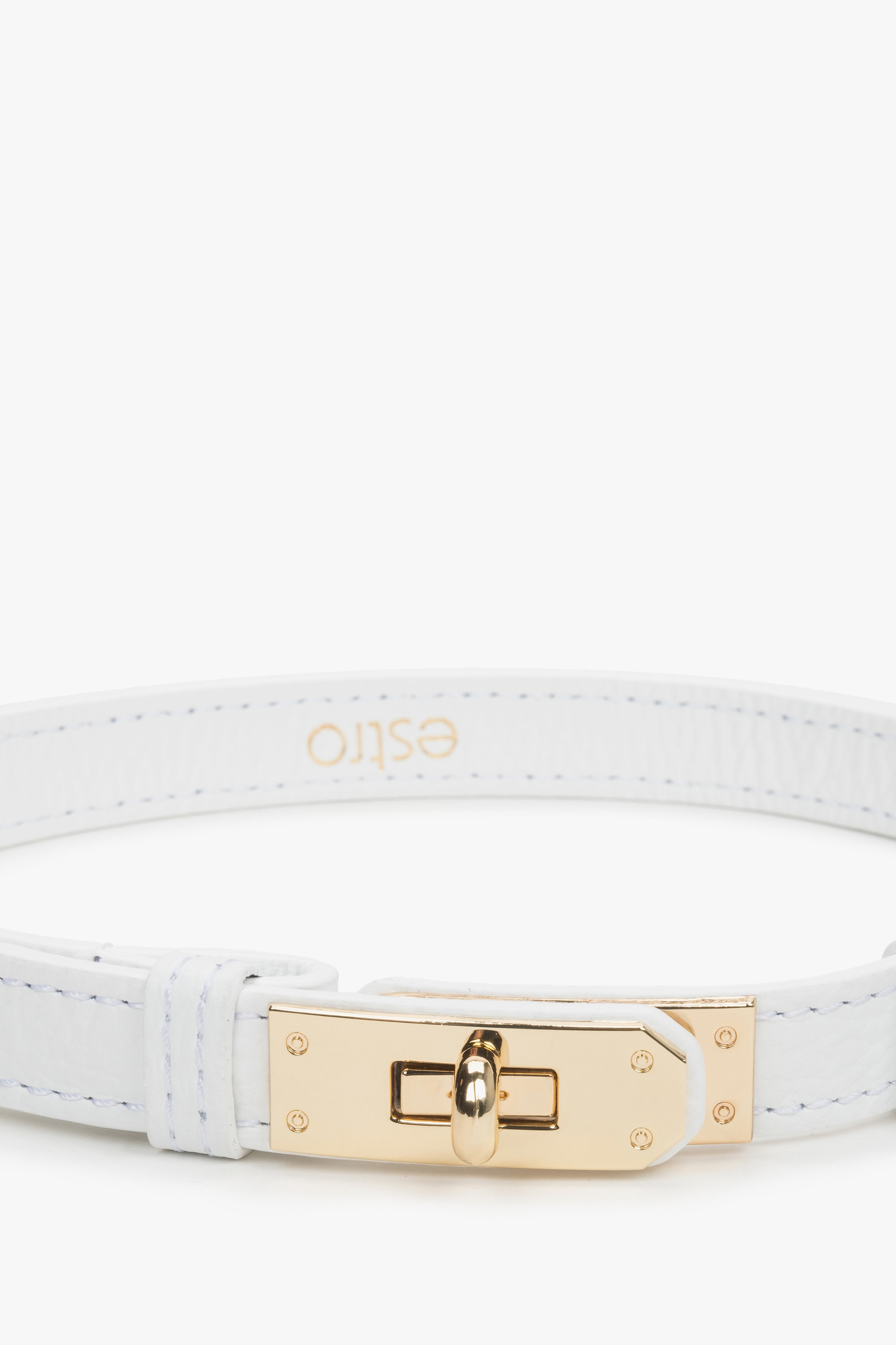 Women’s classic white belt made of premium Italian genuine leather, Estro.