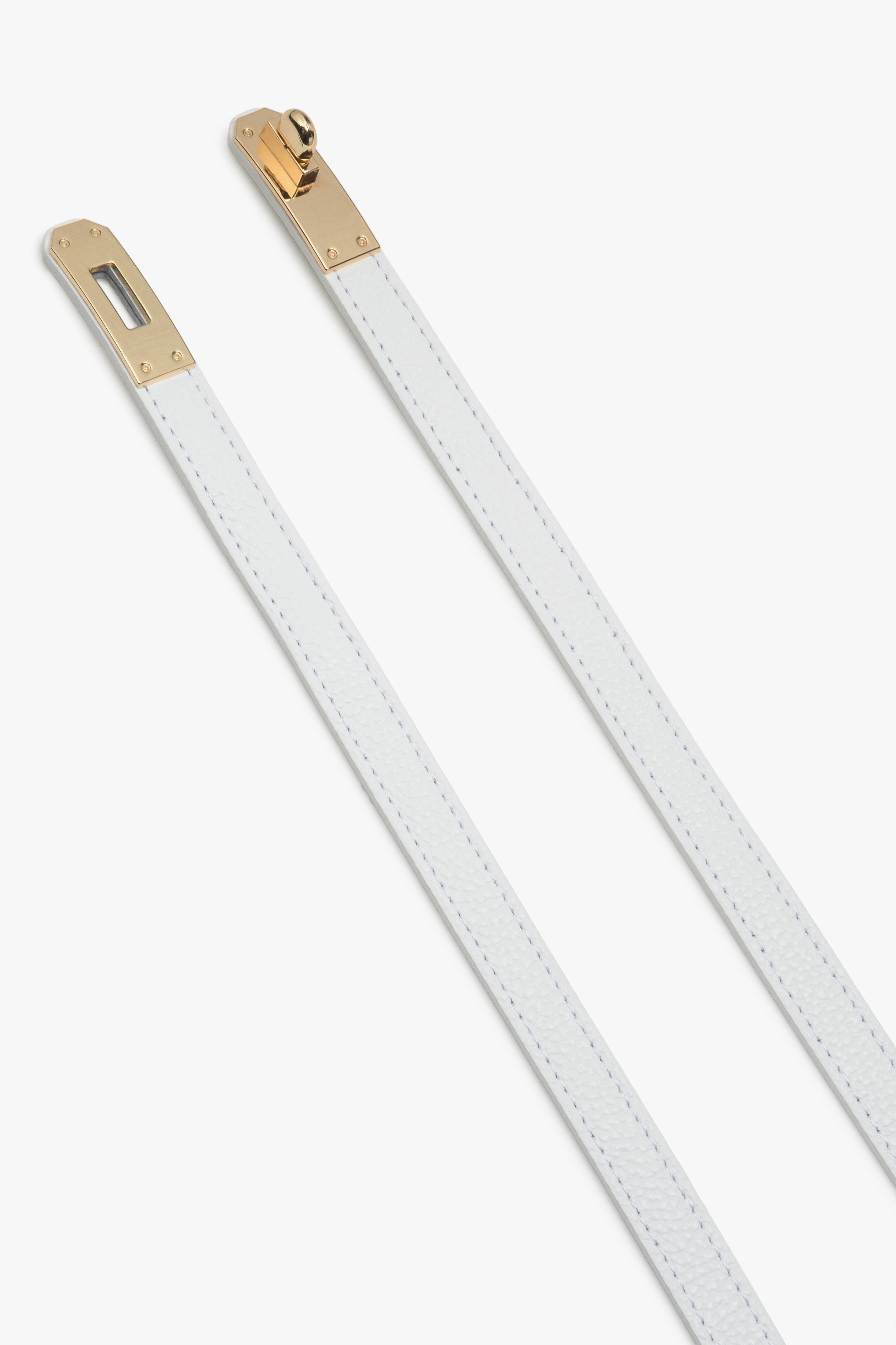 Women’s classic white belt in premium Italian genuine leather by Estro.