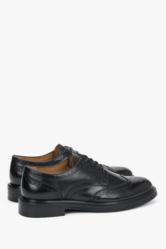 Made of natural leather, classic black women's brogue shoes Estro.