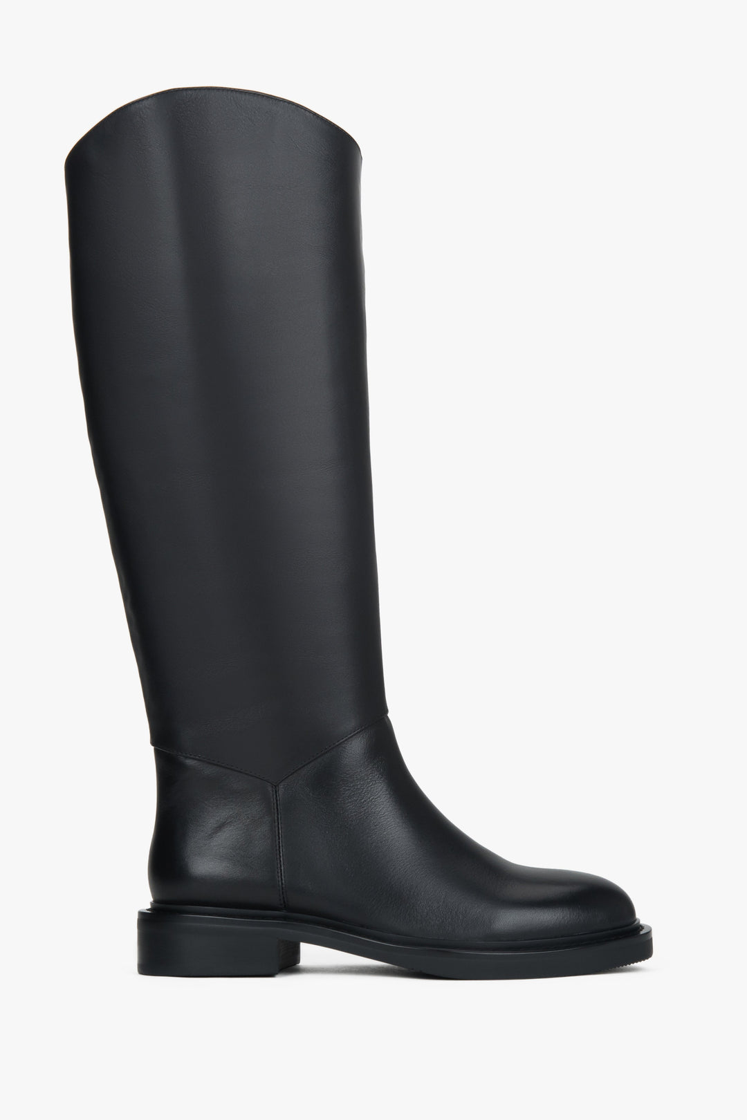 Women’s Classic Black Knee-High Boots in Genuine Leather with a Flat Sole Estro ER00116622.