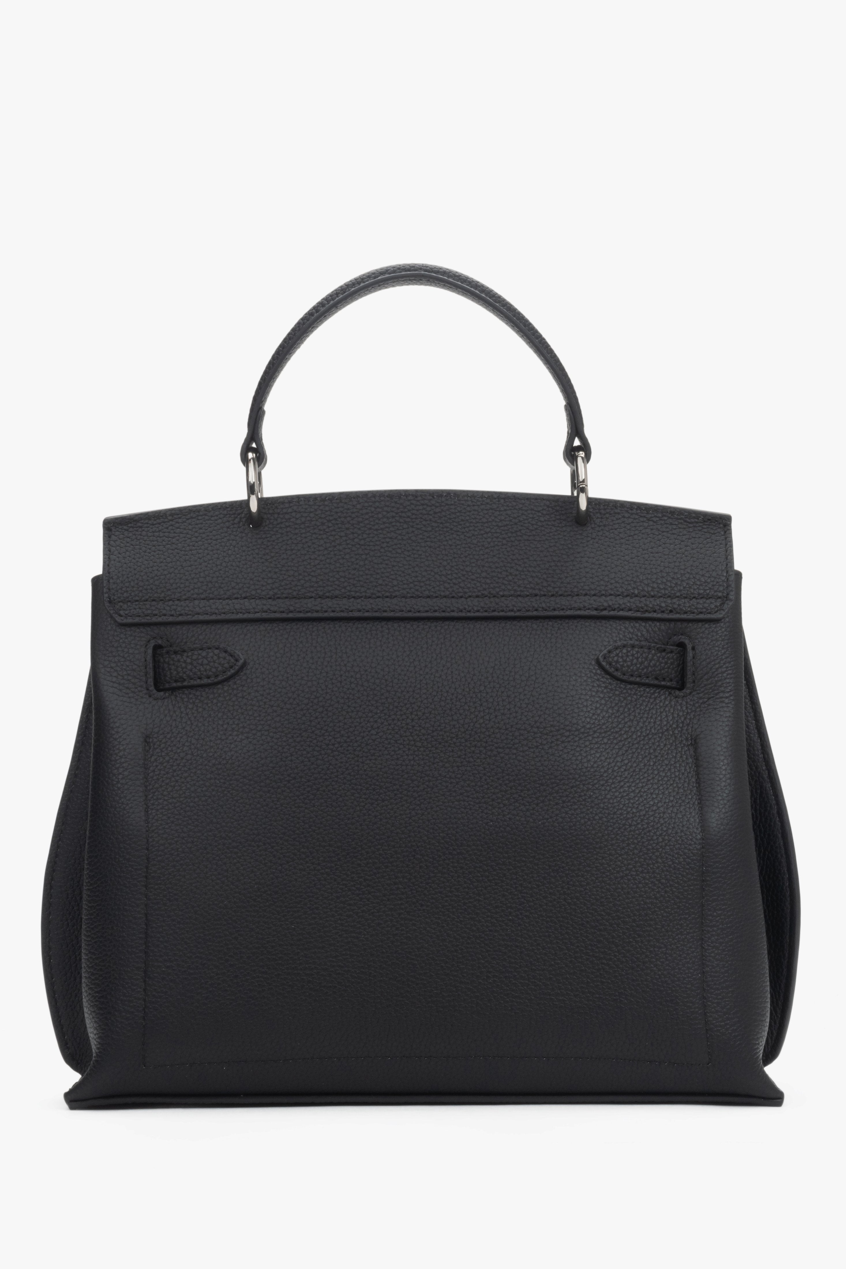 Genuine leather black satchel bag for women, stylish and refined, Estro.