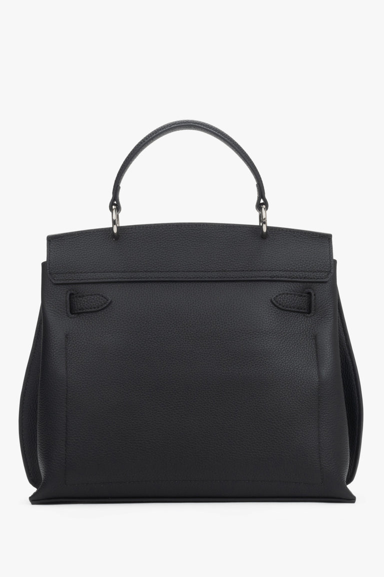 Genuine leather black satchel bag for women, stylish and refined, Estro.