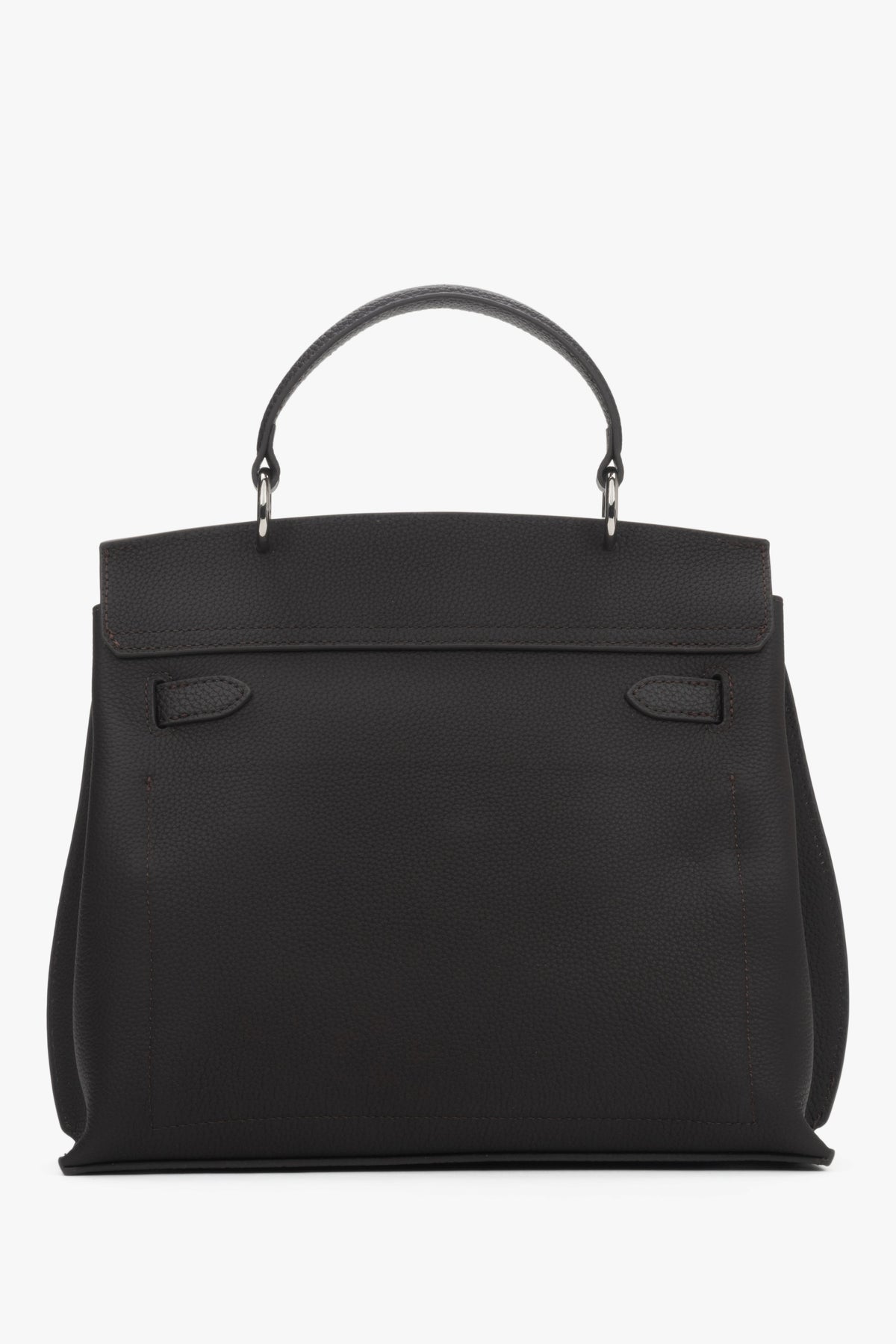 Dark brown leather satchel bag for women, elegant and versatile, Estro.