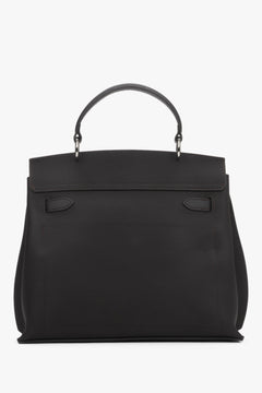Dark brown leather satchel bag for women, elegant and versatile, Estro.