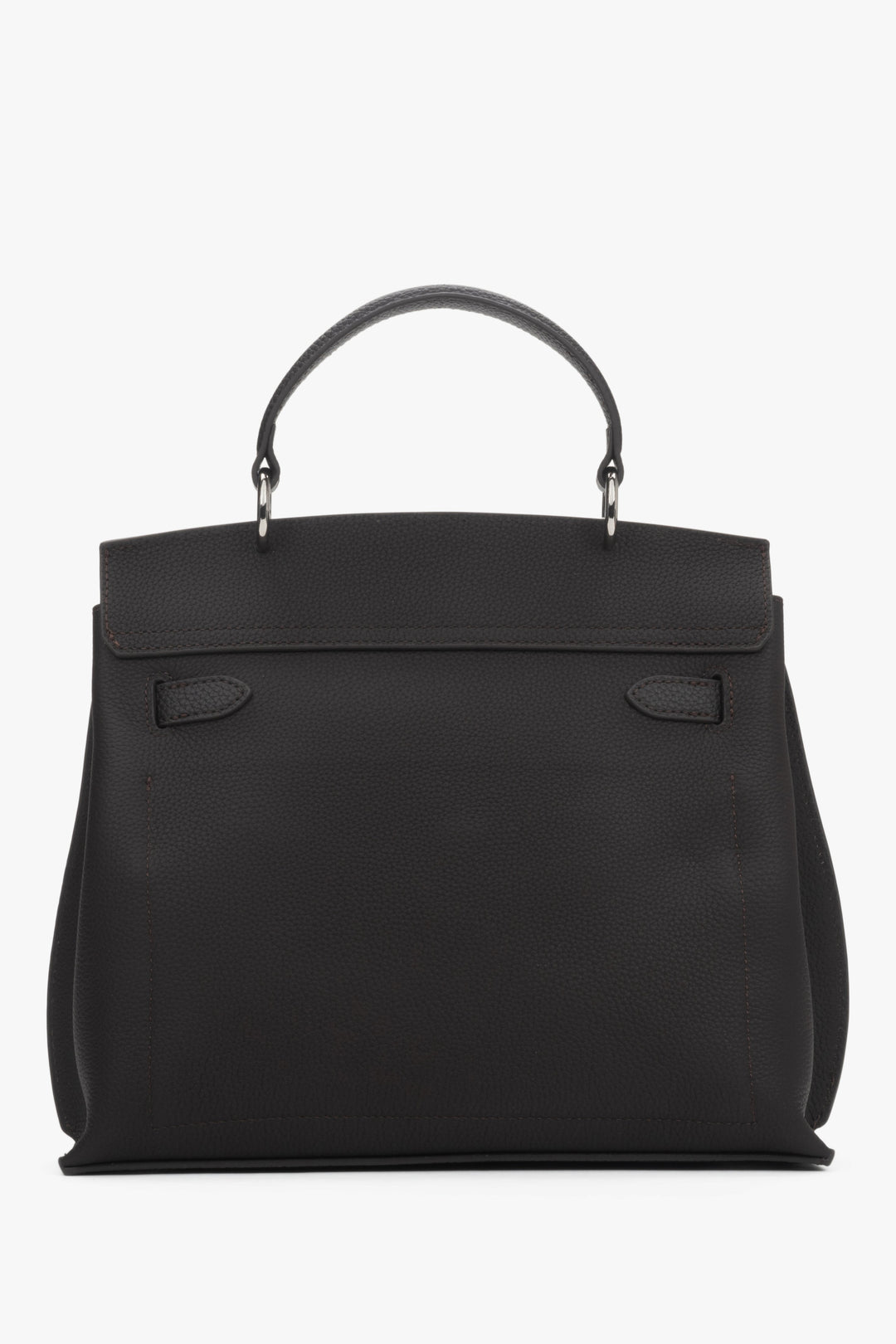 Dark brown leather satchel bag for women, elegant and versatile, Estro.