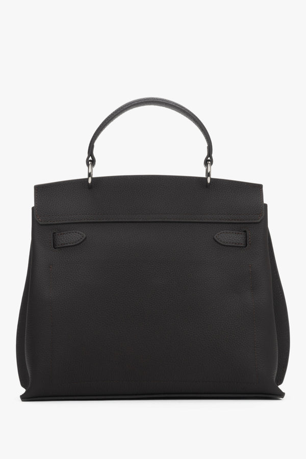 Dark brown leather satchel bag for women, elegant and versatile, Estro.