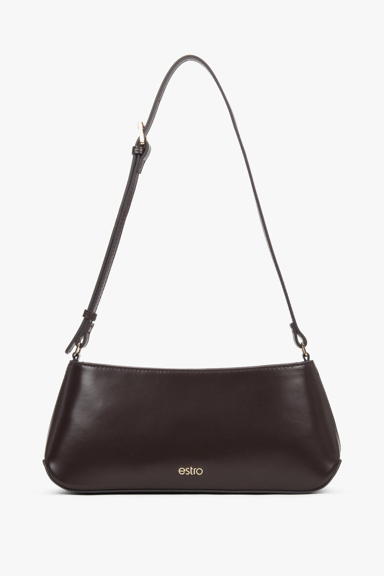 Women's Classic Dark Brown Shoulder Bag made of Genuine Leather Estro ER00118036.