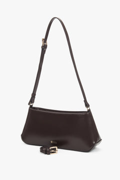 Women's, elegant, dark brown shoulder bag made of natural leather Estro.