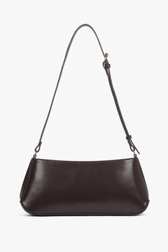 Women's shoulder bag, elegant, dark brown, made of natural leather, Estro.